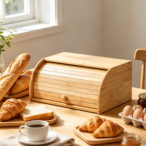 Boîte à pain en bambou Taoya 40cm, armoire de rangement en bois pour cuisine, pain, gâteaux, pâtisseries - Product Image 2