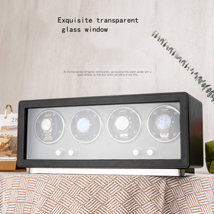 Luxury Auto-Stop LED 4 Watch Winder Caja automática verde negra personalizada Caja de reloj Premium - Product Image 5