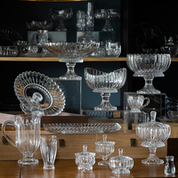 Bol à salade de fruits en verre transparent de 9 pouces, avec supports, vaisselle Antique, vente en gros