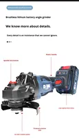 Meuleuse d'angle sans fil 21V sans balais 4 pouces 900W avec batterie 4.0Ah pour la découpe, le meulage et le polissage du métal, du bois et de la pierre