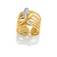 YW Edelstahlring Personalisierter und Unregelmäßiger Breiter Ring Damen 18K Goldfarbenes Blockiertes Armband