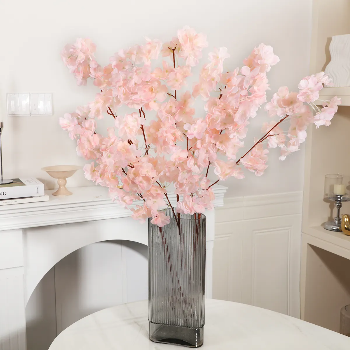 BHY0226-1 Hot Selling Polyester Cherry Blossom Tree Branch Artificial Sakura Flower For Wedding Decor