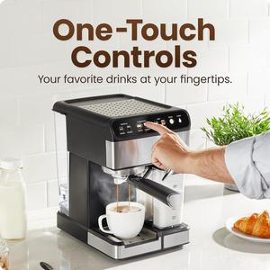 Machine à expresso en acier inoxydable Pro cafetière à double tir mousseur à lait intégré réservoir d'eau <span class=keywords><strong>amovible</strong></span> de 1.8 litres - Product Image 4