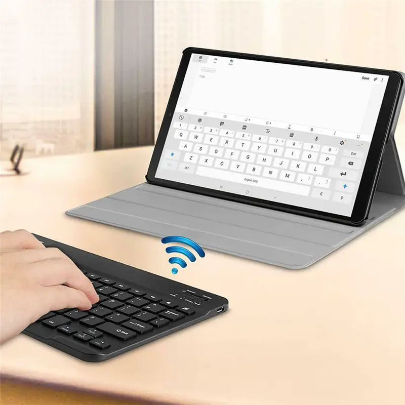 Dành Cho Ipad Pro 10.2 Samsung Tab S6 Tab A Bàn Phím Mini Răng Xanh Không Dây Cầm Tay Kèm Bao Da Teclado 7/8/10.4 Inch
