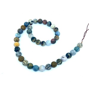 <span class=keywords><strong>Pietra</strong></span> naturale tonda smerigliata perline di agata di diaspro Marine pietre preziose sciolte per la creazione di gioielli bracciale orecchini collana - Product Image 6