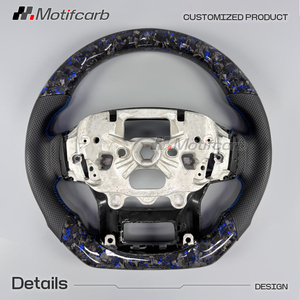 พวงมาลัยคาร์บอนไฟเบอร์ฟอร์จสีน้ำเงินแบบกำหนดเองสำหรับฟอร์ด เรนเจอร์ แร็พเตอร์ ปี 2023-2026 อุปกรณ์ตกแต่งภายในรถยนต์ - Product Image 5