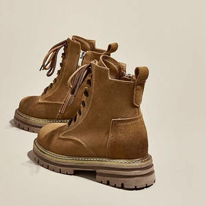 Botas Cortas de Mujer de Cuero Genuino Estilo Retro para Otoño Invierno 2026, Botas Vaqueras Occidentales con Plataforma y Tacón Alto - Product Image 3