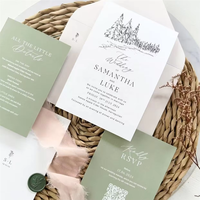 Invitations de mariage personnalisées, y compris carte d'invitation, RSVP, itinéraire, papier artistique avec impression numérique