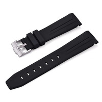 Bracelet de montre en caoutchouc sport GMT en acier de 20 mm, bracelet en silicone marron avec boucle à ardillon incurvée