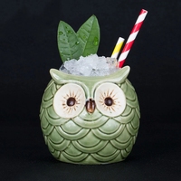 Tasse Tiki en Céramique 3D Osseuse Originale Hibou Nuit pour Cocktails, Vin, Smoothies, Sorbets – 600ml – Maori Beach Bar