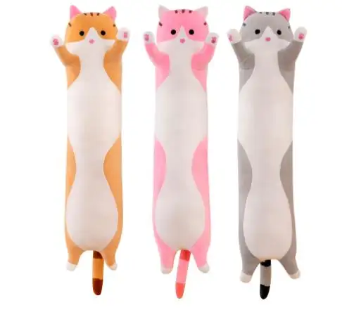 2022 공장 도매 긴 고양이 플러시 장난감 베개 시뮬레이션 고양이 봉제 동물