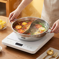 Marmite électrique à double compartiment en acier inoxydable 201, compatible induction, pour restaurant/cantine/usage domestique