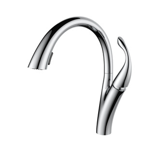 Jboyun Swan Neck Pull Out Kitchen Faucet Single Handle Ceramic Valve Core 360 Degree Rotate Deck Mounted Modern Style - Product Image 5