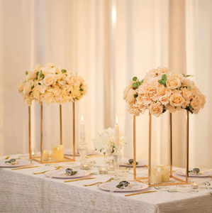 Vase à fleurs, support en <span class=keywords><strong>colonne</strong></span> dorée, support en métal, chemin de table, centre de table pour mariage, décoration de fête - Product Image 4
