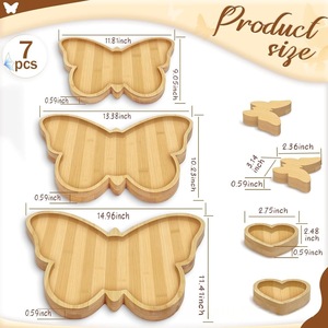 Wooden Butterfly <b>Tray</b> Heart Shape Dipping Dish Fruit Dessert Plate Creative Party Serving Decorative Natural Wood Color - Product Image 4