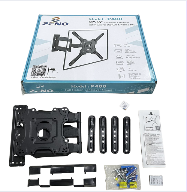 Zeno Factory Direct Supply Tv Device Holder 32-65 Inch Screens Heavy Duty Cold Rolled Steel Articulating Decoder Tv Wall Mount