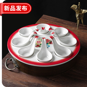 Xiangyuan <b>melamine</b> tableware, shrimp paste special <b>plate</b>, commercial imitation porcelain <b>plate</b>, banquet and banquet creative - Product Image 4