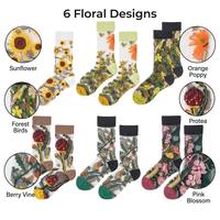 Chaussettes légères en nylon pour femme, longueur mi-mollet, motif floral, respirantes et tricotées, pour usage quotidien en toutes saisons
