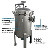 Filtre multi-sacs industriel en acier inoxydable 316 à 6 sacs, boîtier de filtre multi-sacs 10 µm pour l'eau