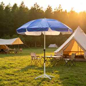 Parasol de jardin UPF50+ imperméable et coupe-vent 120-130 cm avec revêtement argenté et mât réglable pour l'extérieur, le camping et l'ombrage de la terrasse - Product Image 1