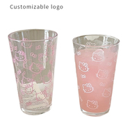Mignonne tasse en verre KT Cat pour Americano glacé, tasse à café simple paroi pour le bureau, jolie tasse à eau de style coréen