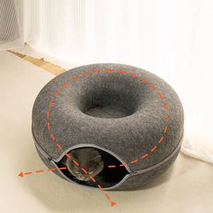 Túnel para Gatos con Cama para Interiores, Desmontable, Redondo, de Fieltro y Lavable, Túnel de Juego para Mascotas Pequeñas - Product Image 2