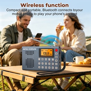 Radio Retro Fortune de Banda Completa, Radio Portátil de Bolsillo con Bluetooth, <span class=keywords><strong>FM</strong></span>, AM, SW, Reproductor MP3, Grabadora Digital, Compatible con Tarjeta TF, Temporizador de Apagado - Product Image 6