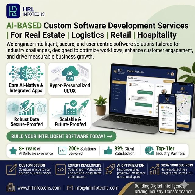 HRL INFOTECHS AI-Based Custom Software Development Services for Real Estate Logistics Retail Hospitality