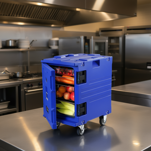 Porte-plats isotherme bleu 82 Qt à chargement frontal avec roues pour la restauration, les restaurants et les hôtels - Product Image 2