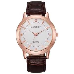 นาฬิกาคู่คุณภาพสูงพร้อมสายหนังแท้นาฬิกาควอตซ์สำหรับผู้ชายและผู้หญิงของขวัญคู่ - Product Image 1