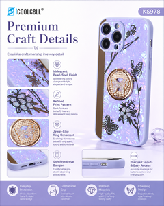 High-End Acrylic Women's Mobile <b>Phone</b> Case for Artistic Diamond Design Magnetic Ring <b>Holder</b> Epoxy Craft KS978 - Product Image 1