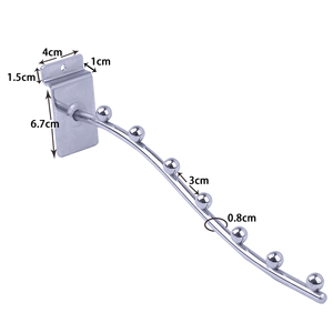 Multiboard quần áo treo slatwall móc nhiệm vụ nặng nề hiển thị <span class=keywords><strong>Hooks</strong></span> 7-bead kim loại cầm tay móc để hiển thị - Product Image 4