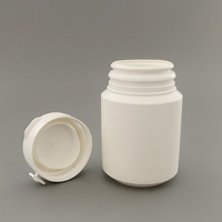 Bouteille en plastique vide de 100 ml, blanche, recyclable, pour produits de santé, vitamines, médicaments solides, avec bouchons à vis