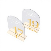 Cartes de table personnalisables en acrylique doré, plaques nominatives de bureau, style européen, pour mariage, anniversaire, fête, numéro de table