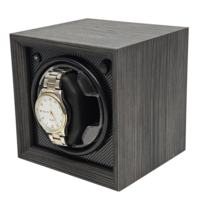 Nouvelle conception de brevet sensible à la lumière en bois foncé LED boîtier de remontoir de montre unique MDF boîte de remontoir de montre automatique