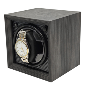 Nouvelle conception de brevet sensible à la lumière en bois foncé LED boîtier de remontoir de montre unique MDF boîte de remontoir de montre automatique - Product Image 3