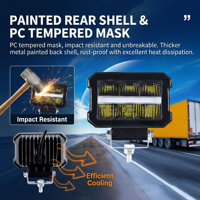 Phare LED de travail tout-terrain à lentille jaune pour semi-remorque et camion, éclairage auxiliaire de conduite
