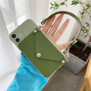 Étui de téléphone en cuir et silicone pour <span class=keywords><strong>iPhone</strong></span> <span class=keywords><strong>13</strong></span> 12 Pro, porte-cartes, sac à main, bracelet, étui de téléphone <span class=keywords><strong>avec</strong></span> cordon, chaîne bandoulière - Product Image 6