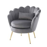 Vente en gros de chaises longues modernes en tissu de luxe en forme de fleur Chaise d'appoint en velours gris avec accoudoir pour meubles de salon