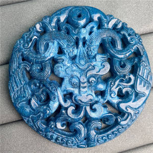 Liontin Ukiran Tangan, Batu Kebahagiaan Ganda Bentuk Naga Giok untuk Membuat Kalung - Product Image 3