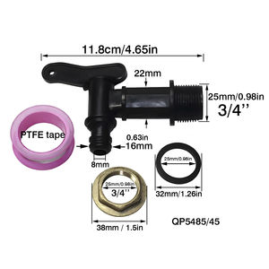Robinet de réservoir d'eau IBC 3/4'' avec écrou en cuivre, idéal pour l'irrigation de jardin, l'irrigation <span class=keywords><strong>goutte</strong></span> à <span class=keywords><strong>goutte</strong></span> et les seaux de récupération d'eau de pluie - Product Image 1