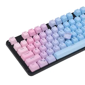 蓝色渐变粉色彩虹104键OEM高度背光双拍PBT键帽机械键盘