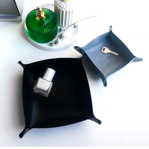 Youyue Premium Dual Side Pu Leather <strong>Storage</strong> <strong>Tray</strong> Faux Leather Desk Organizer Coin/Key <strong>Tray</strong> - Product Image 2