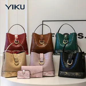 Supplier wholesale high quality bags women handbags ladies 2023 new fashion leather color matching femme tote bag set 3in1