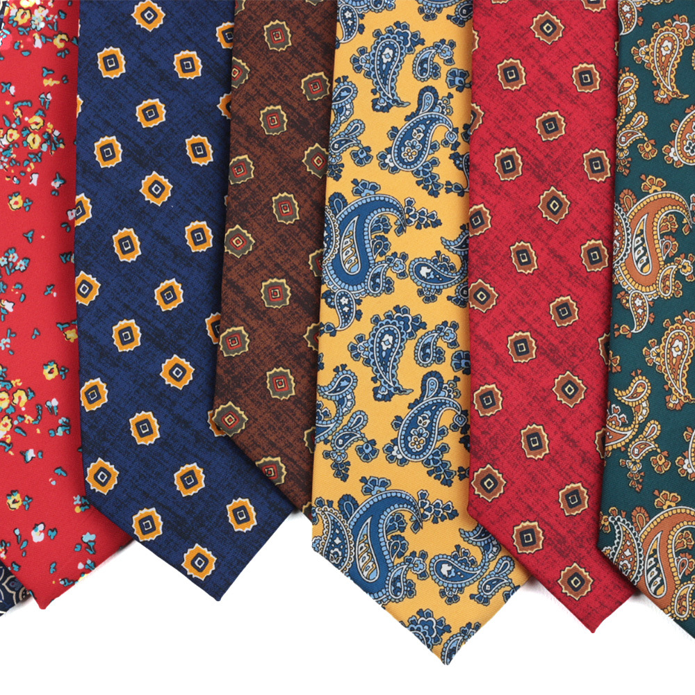 Corbatas de poliéster con estampado Floral para hombre, corbatas de cuello de alta calidad con estampado Floral Paisley para boda