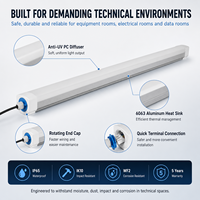 Luminaire linéaire étanche IP65 en aluminium avec dissipateur de chaleur, lumière du jour 6000K, garantie 5 ans, pour éclairage de rack de centre de données