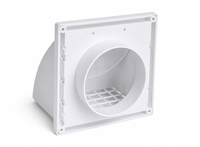 Grille de ventilation murale en plastique blanc à persiennes avec collier de fixation, cache d'évacuation résistant aux intempéries pour camping-car, bateau, salle de bain, sèche-linge