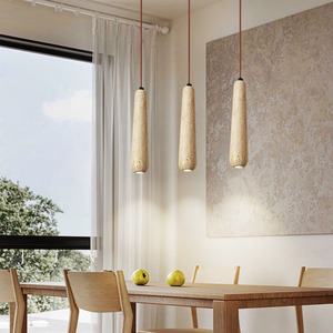 High-End Retro Nordic Style Pendant <b>Light</b> Yellow Travertine Japanese Wabi-Sabi Bedroom Dining Room Pendant <b>Chandeliers</b> <b>Lights</b> - Product Image 3