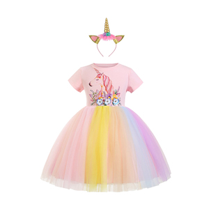 Costume Cosplay d'Halloween Robe de soirée pour fille Robe bébé fille Robe licorne rose d'été - Product Image 3