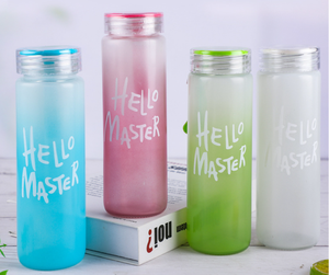 Botol Air Kaca Borosilikat Tinggi 400ML untuk Pasangan, Motif Huruf Hello Master, Warna Gradasi Berwarna-warni, Model Frosted, Cocok untuk Perjalanan - Product Image 5